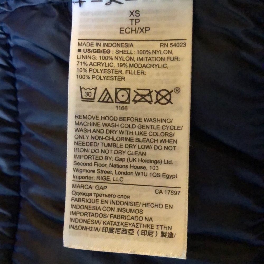 Gap Primaloft Alternative Down Jacket Size Xs Blue - image 8